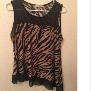 ROZ & Ali Petite L Animal Print Top